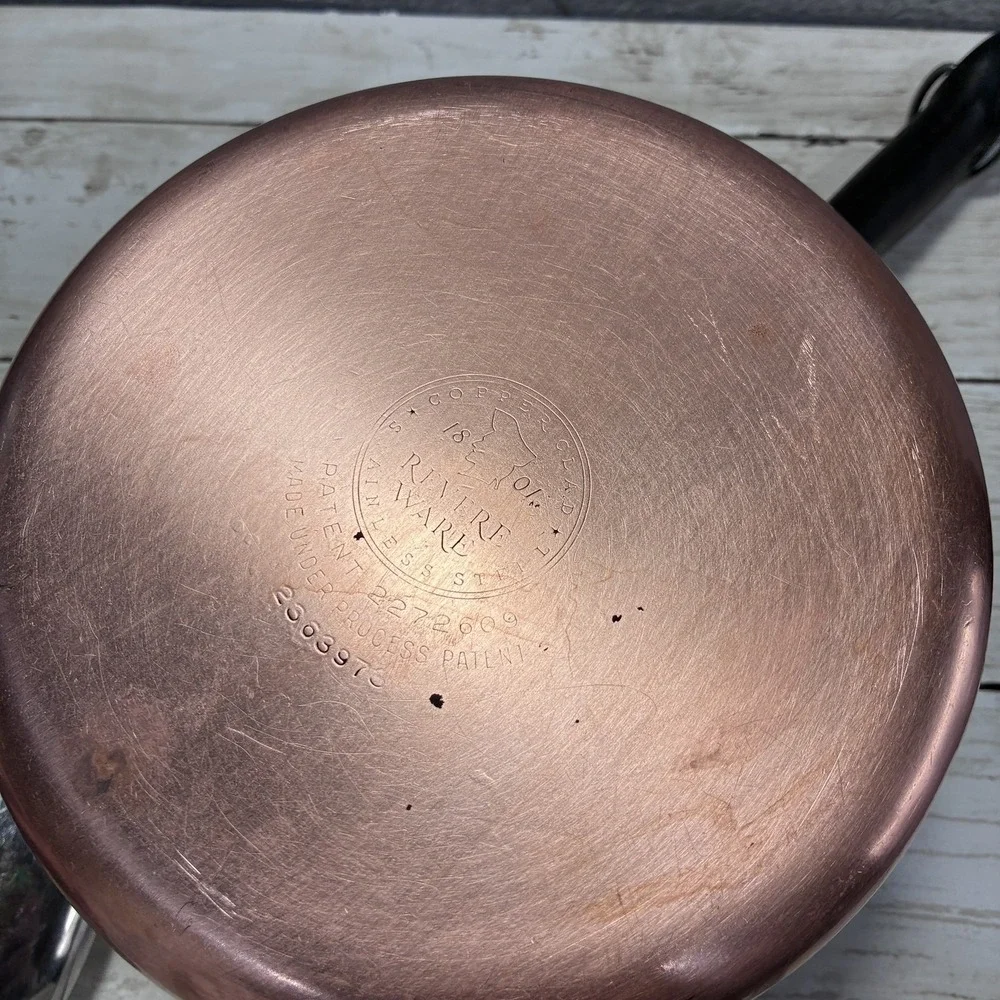 Vintage Revere Ware Copper Clad Stainless Steel Saucepan with Lid - 1801 Series